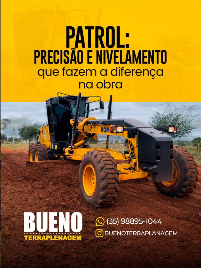 Patrol (Motoniveladora): Essencial para Nivelamento e Acabamento de Terrenos e Estradas